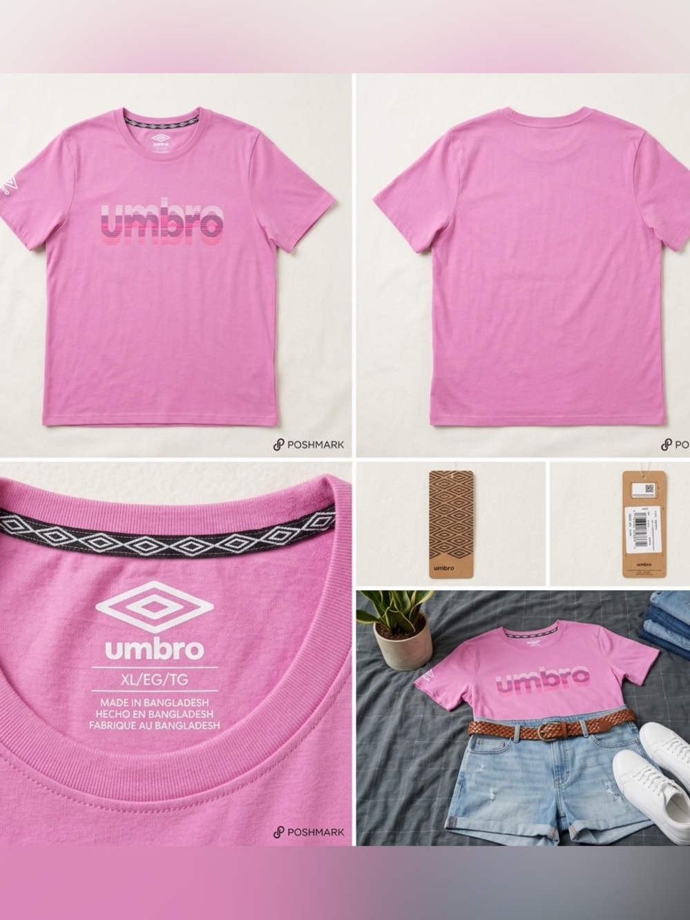 Umbro kids XL Pink Cyclamen Graphic Logo Short Sleeve Cotton T-Shirt NWT